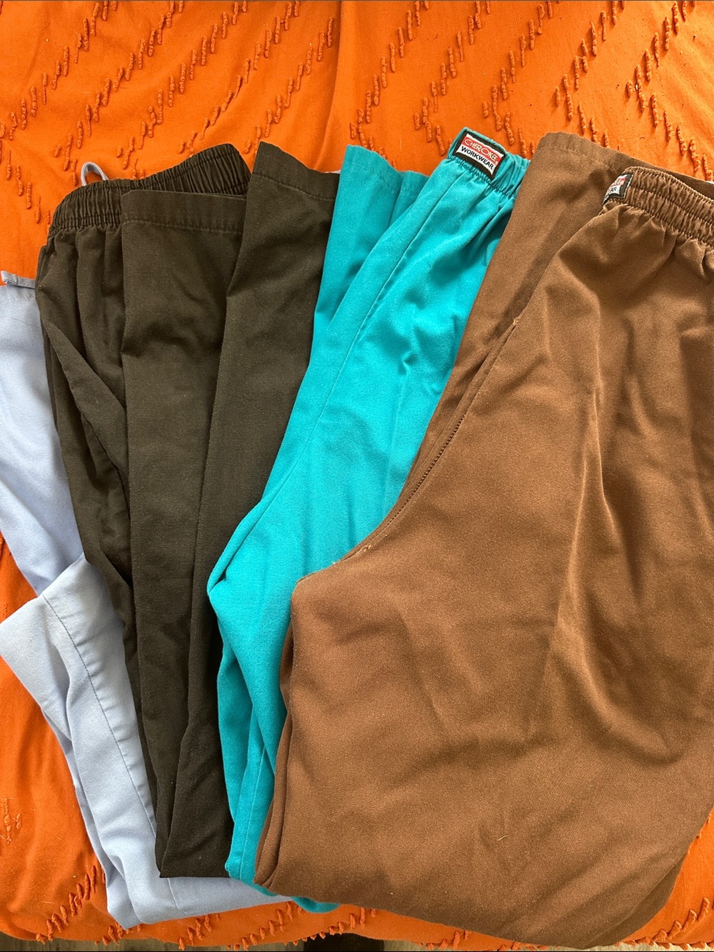 Mixed Color Casual scrub Pants Bundle - Brown, Black, Teal, Light Blue
